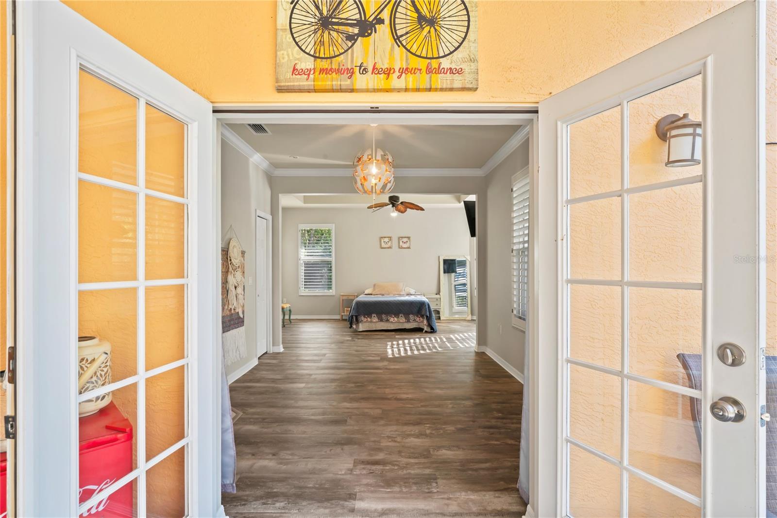 Master bedroom sitting area patio french doors