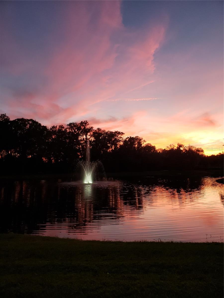 Fountain at sunset in common area