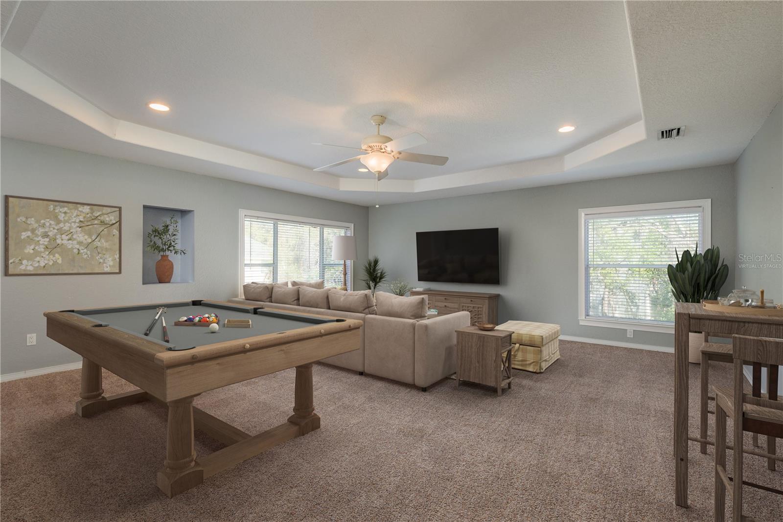 Virtually staged. Extra large loft can be a game room, play room, or whatever you need. Laundry chute to downstairs laundry room, makes wash day a breeze!