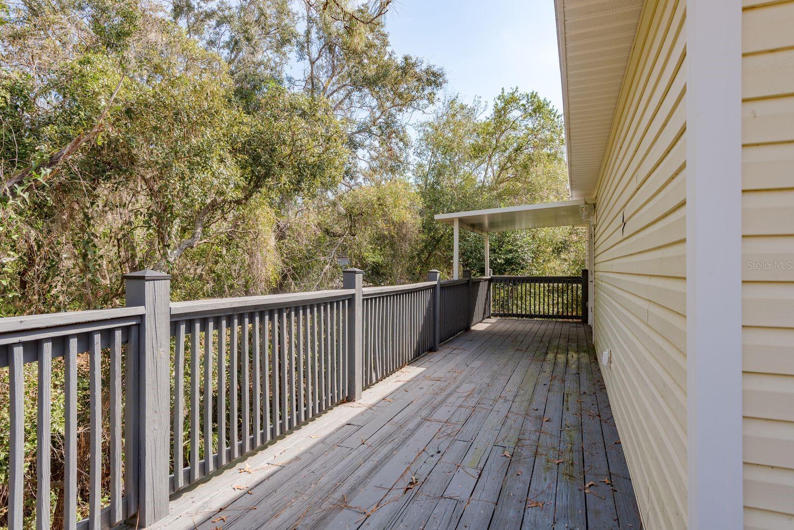 Deck that leads to garage apartment.