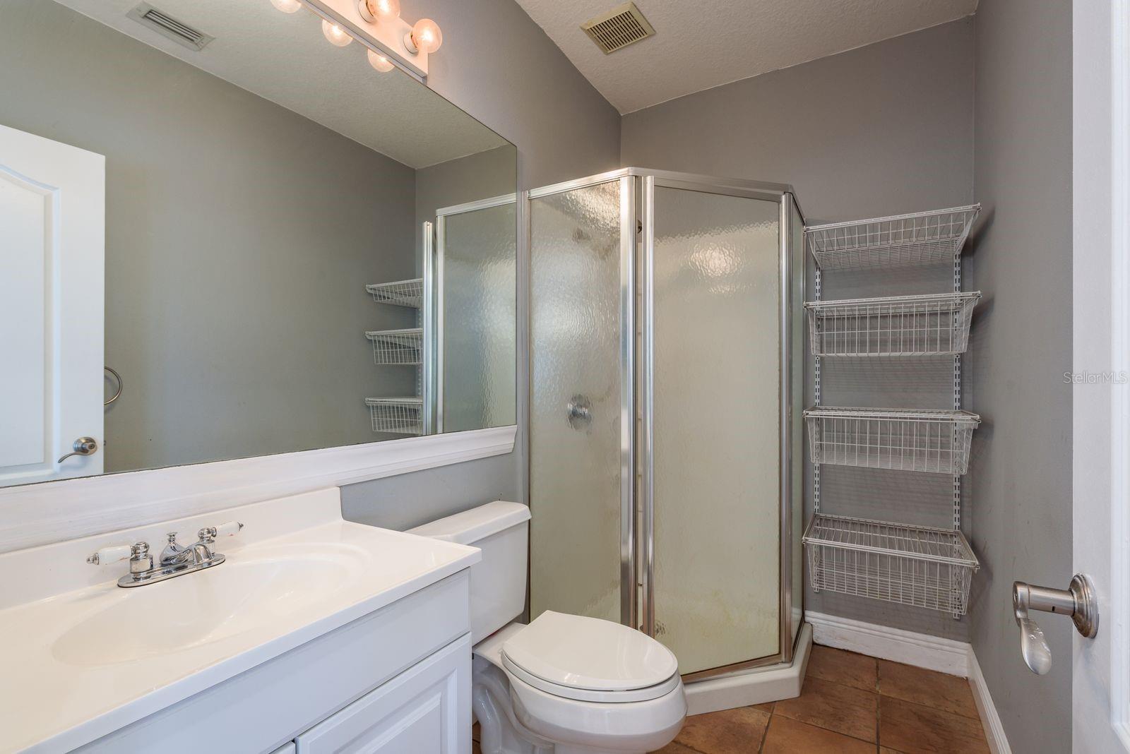 Garage apartment bathroom.