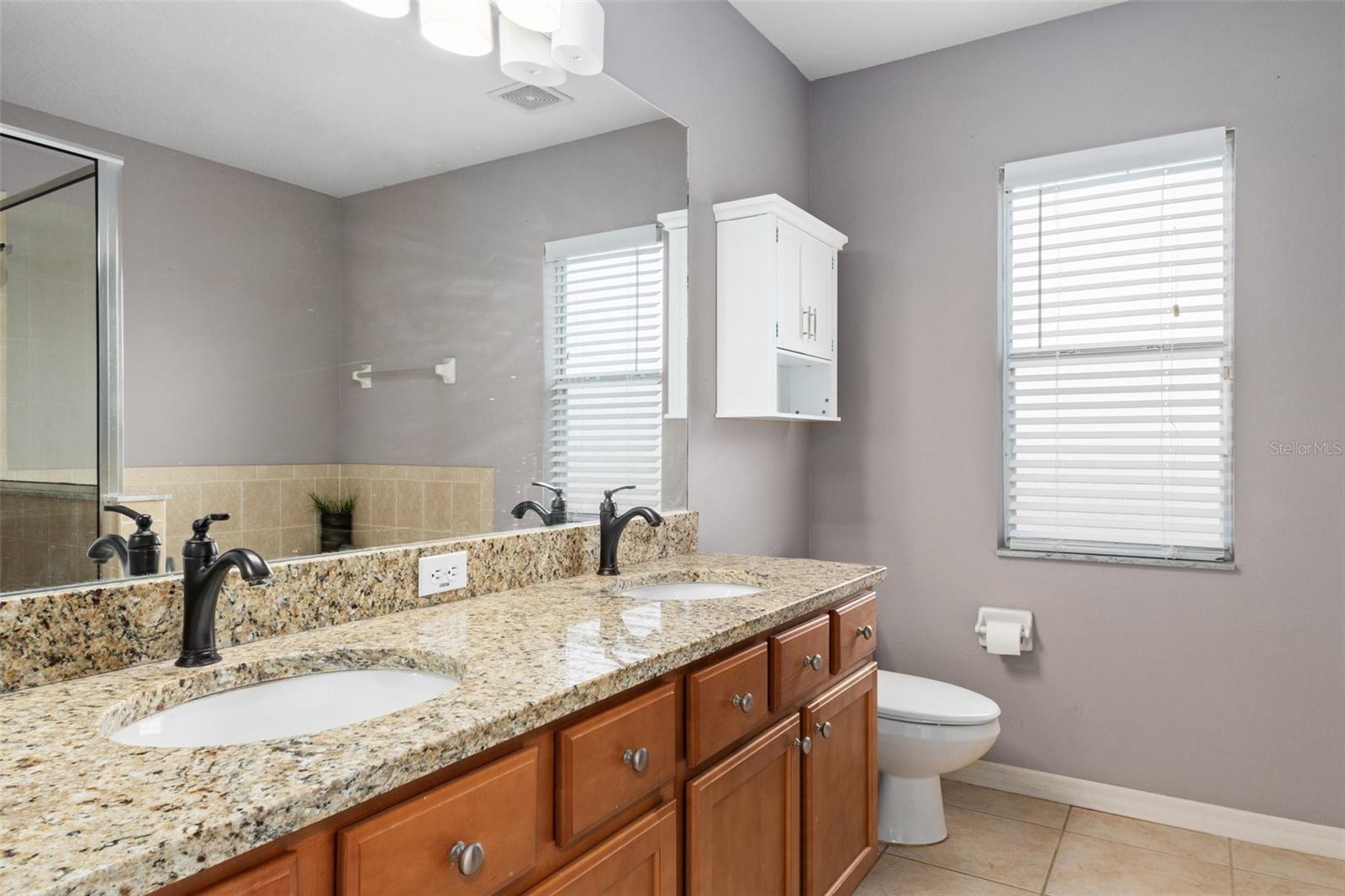 Master Bath with Double Sink Granite Vanity