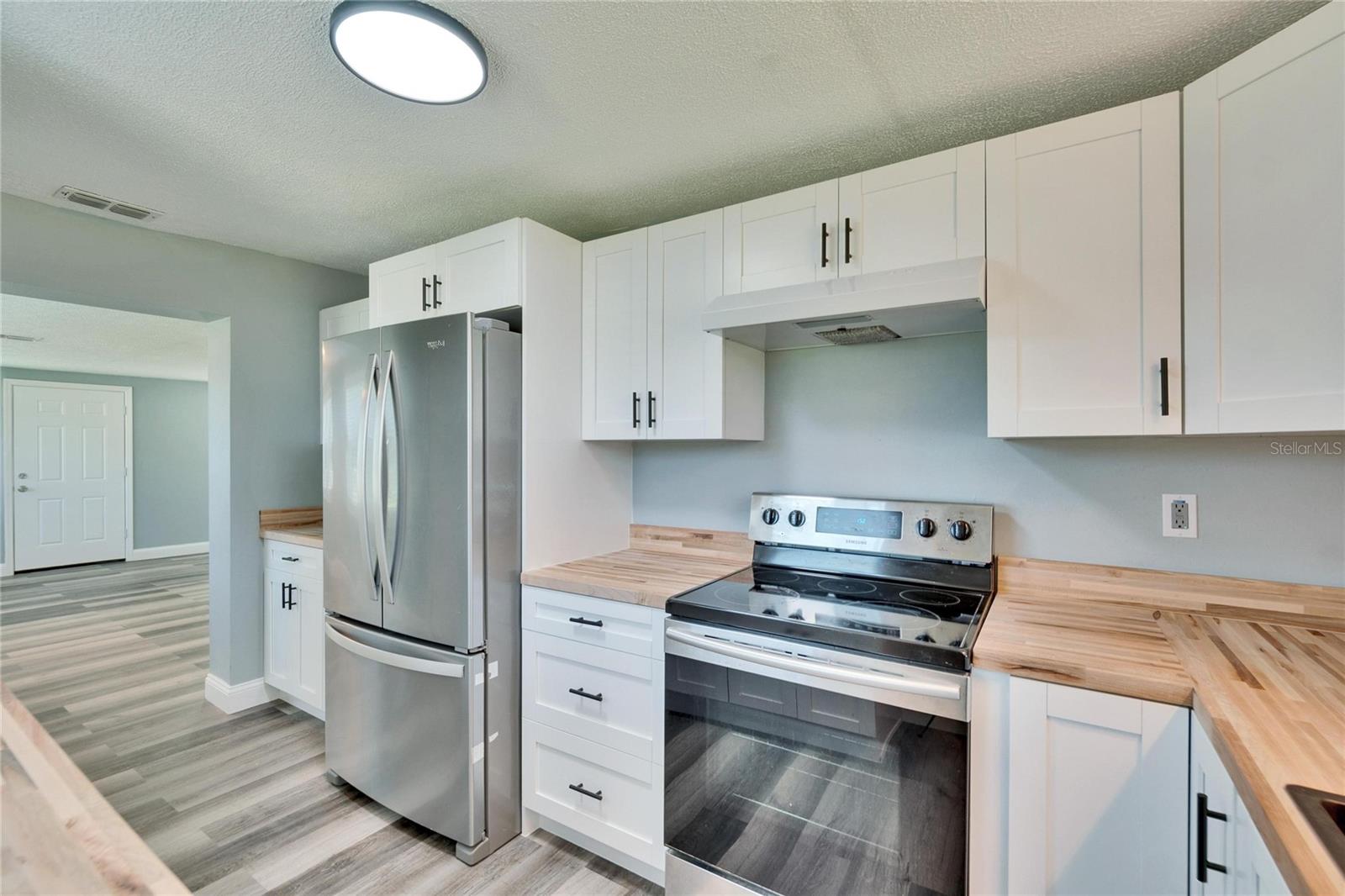 Kitchen with plenty of wood cabinets space with soft close drawers and doors