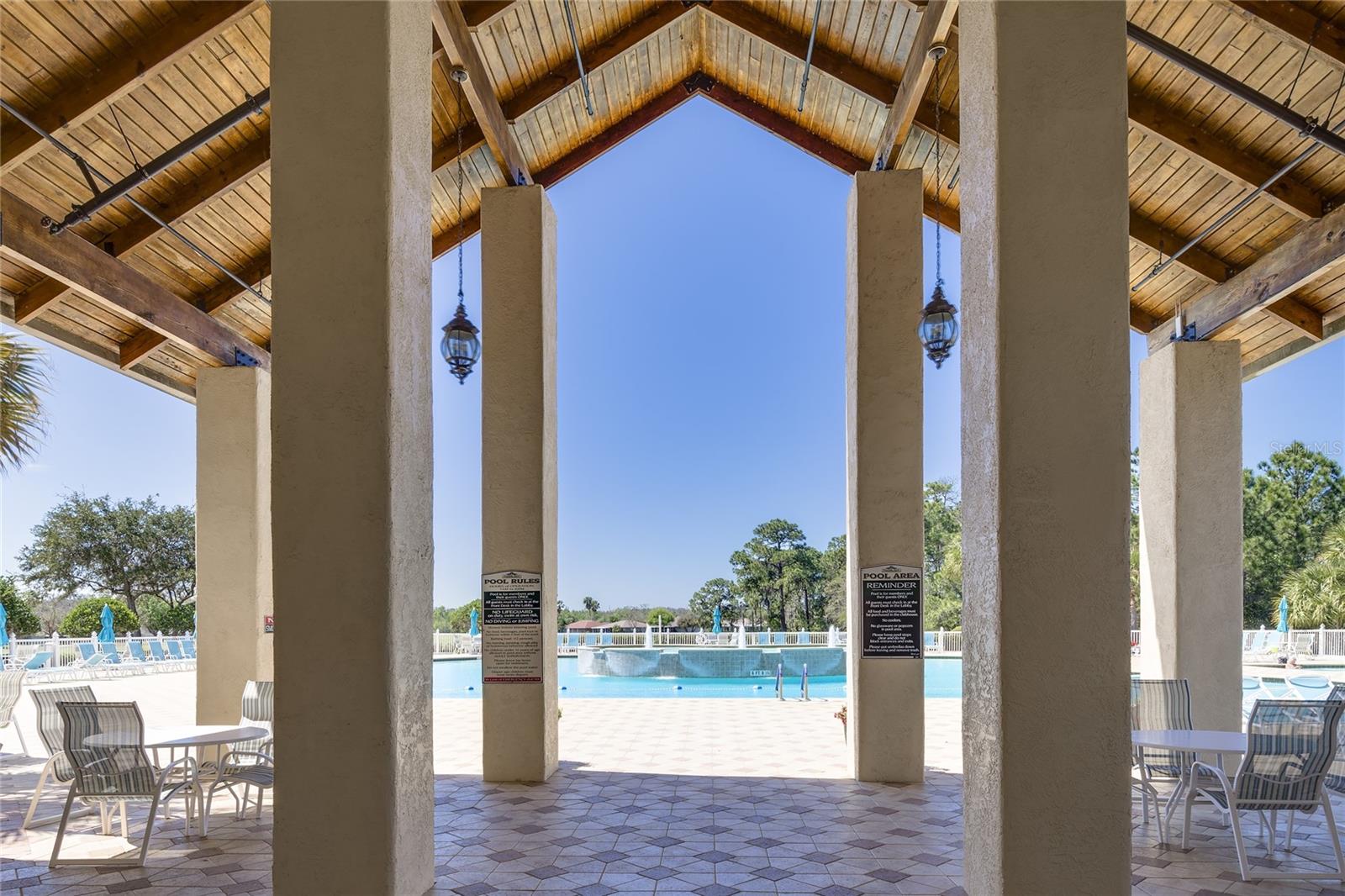 dramatic entrance to pool froom clubhouse