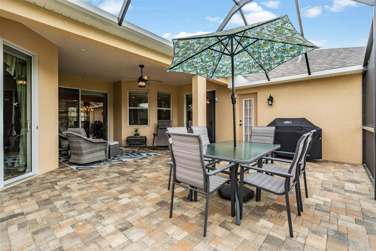 Lanai has covered sitting area and OPEN screened area to sun bathe