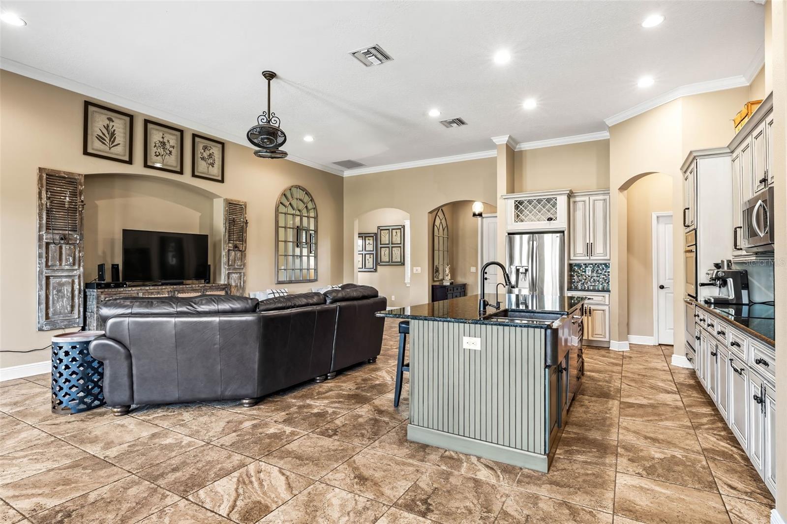 Great room, kitchen area.