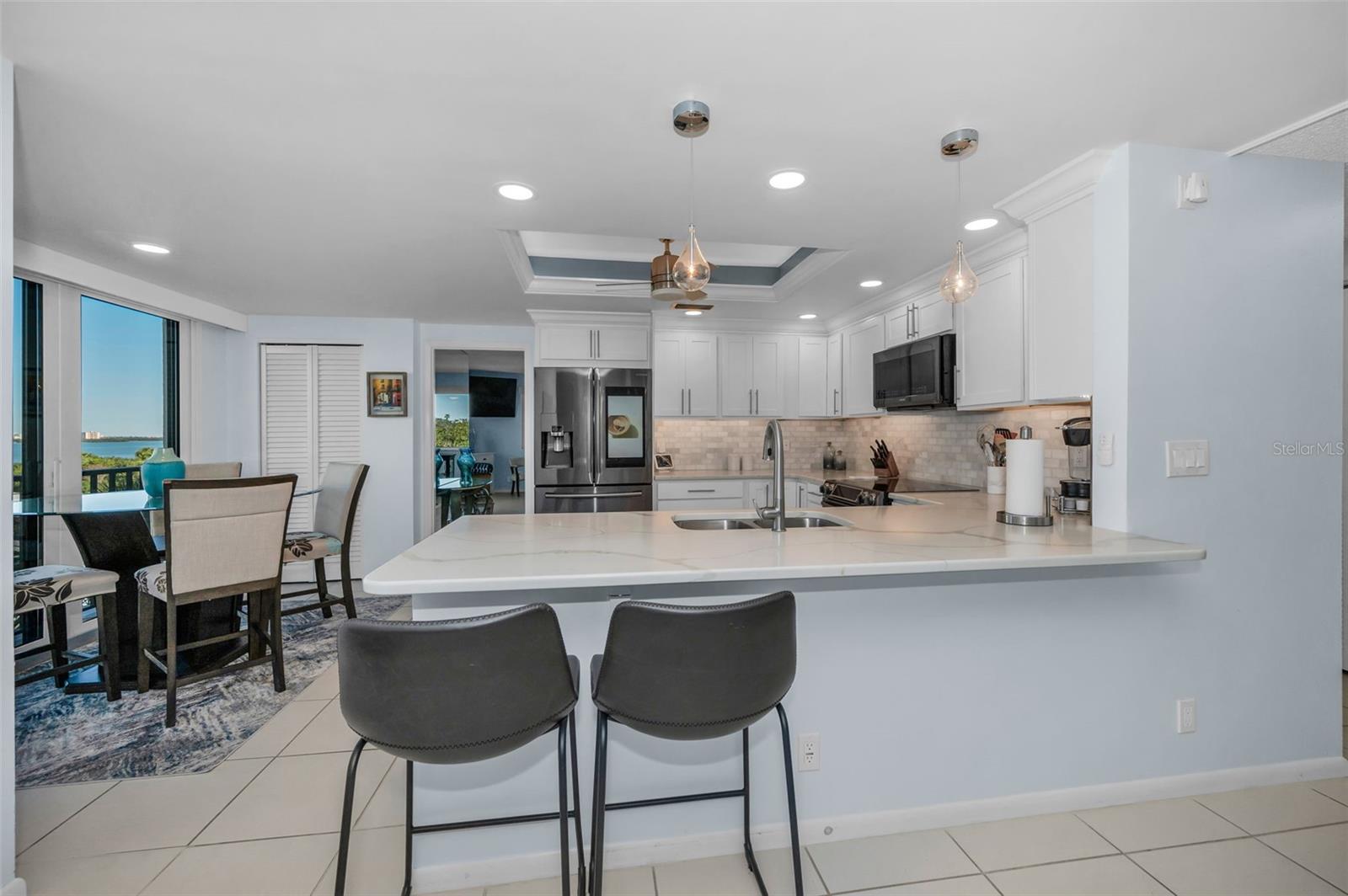 Looking from the kitchen to the living room.  The family room has direct access to the kitchen.