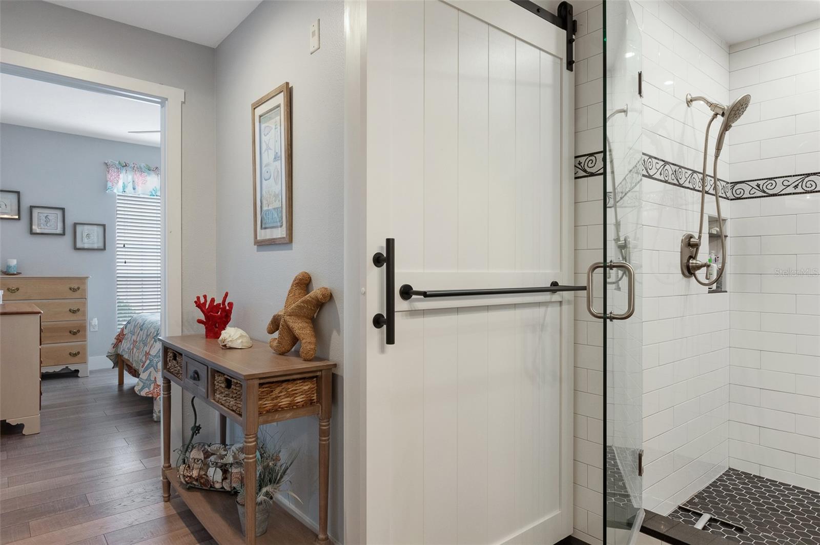 Gorgeous Master Bath with Black Marble Flooring