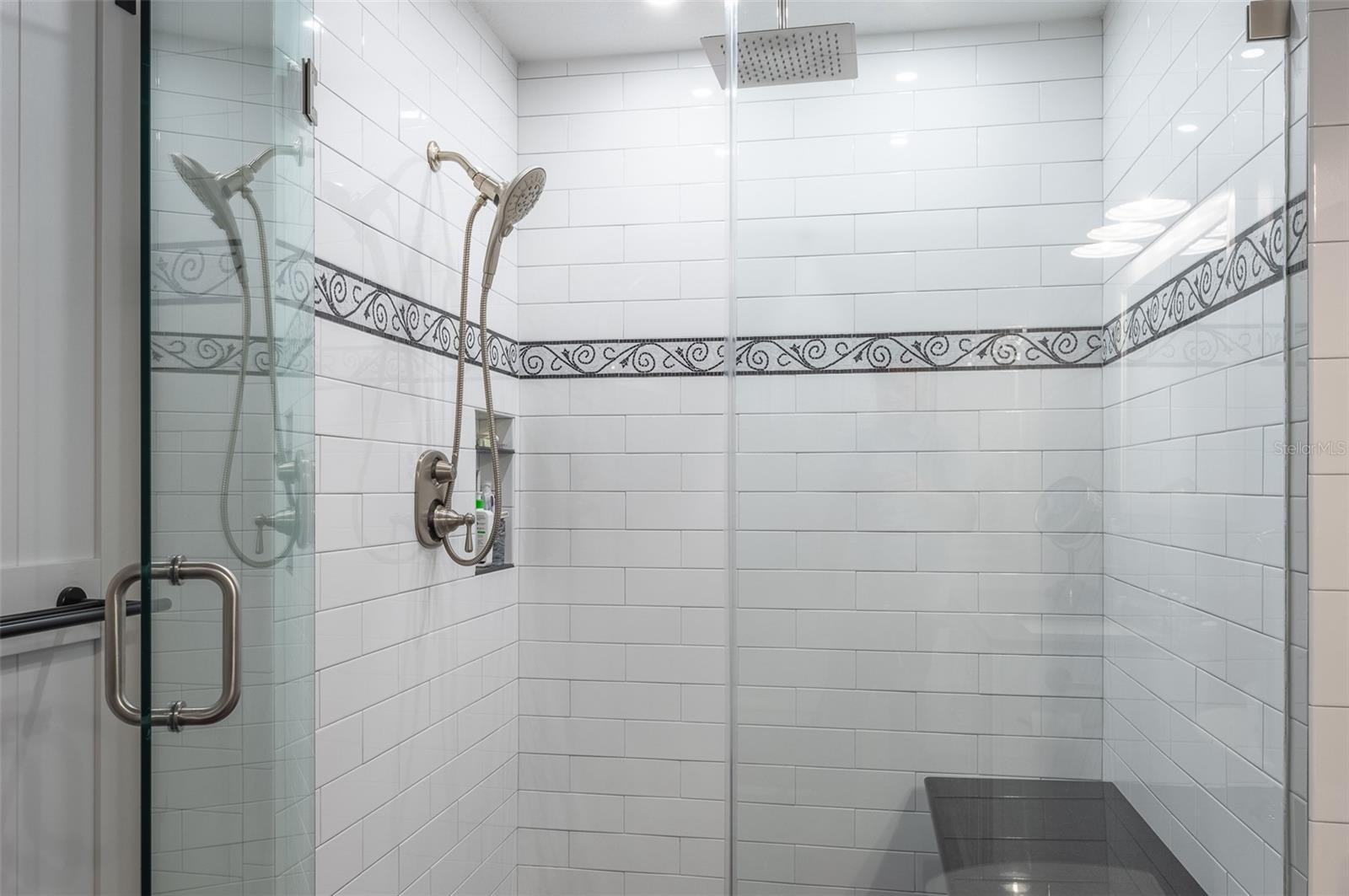 Roomy Master Shower with Upgrade Tile Accents