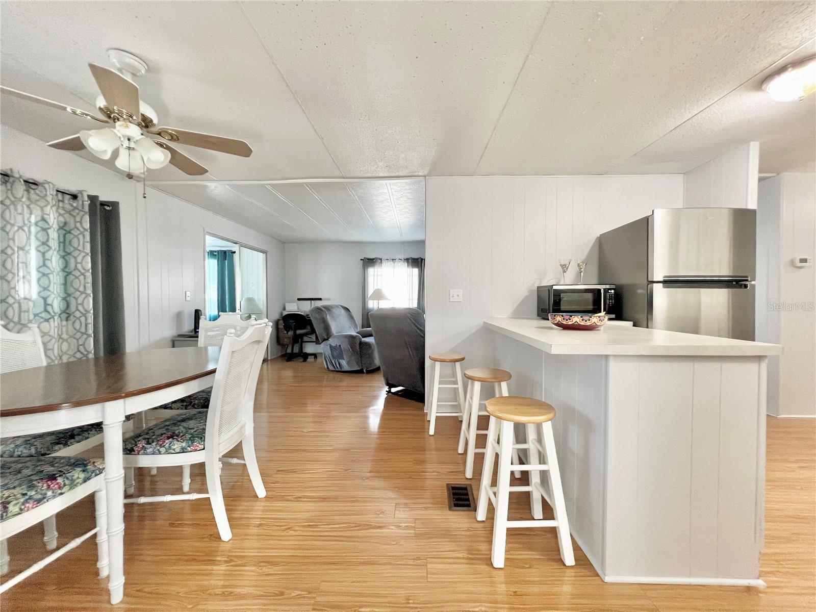 Dining room with island for kitchen