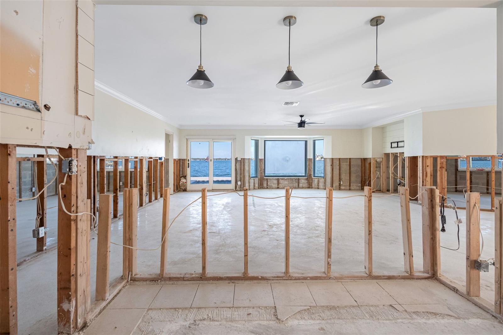 Kitchen area overlooks everything!