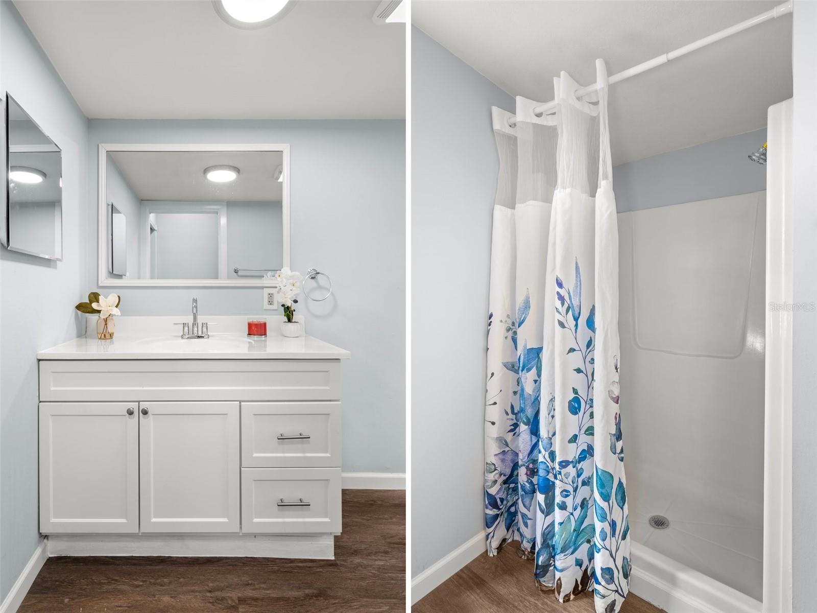 The Master Bathroom has a wonderful step-in shower