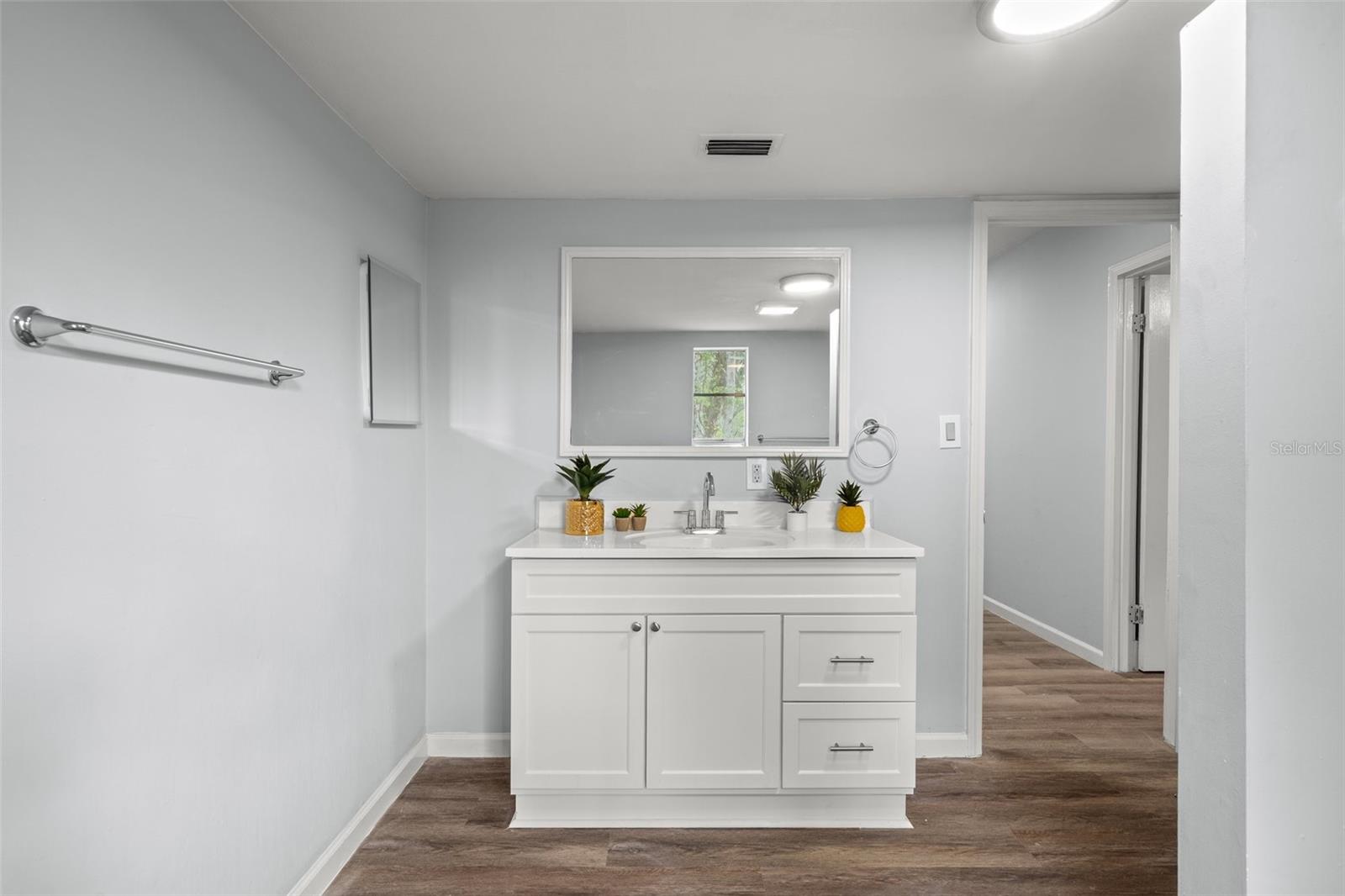 Guest Bathroom with a brand new vanity and sink