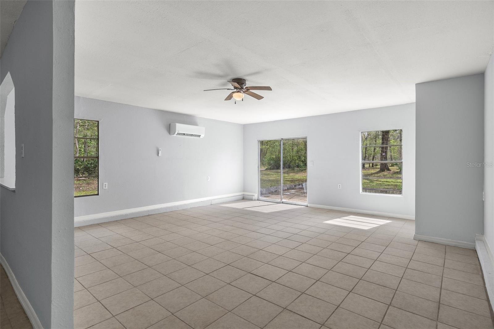 Looking from the kitchen area into the living area