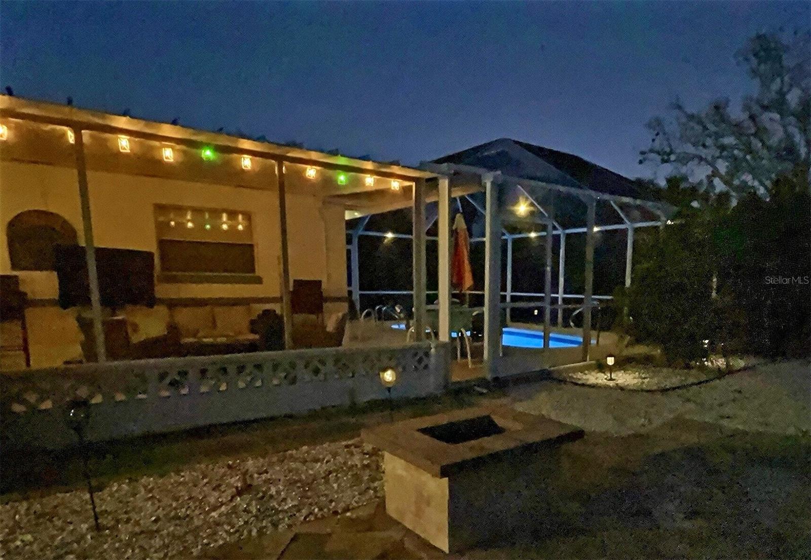 Patio and Pool Area in the Evening