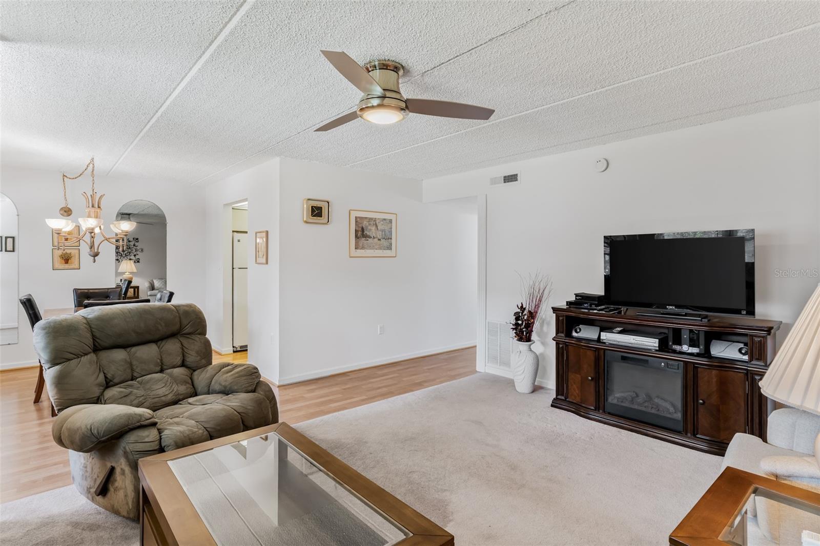 Living room and dining room