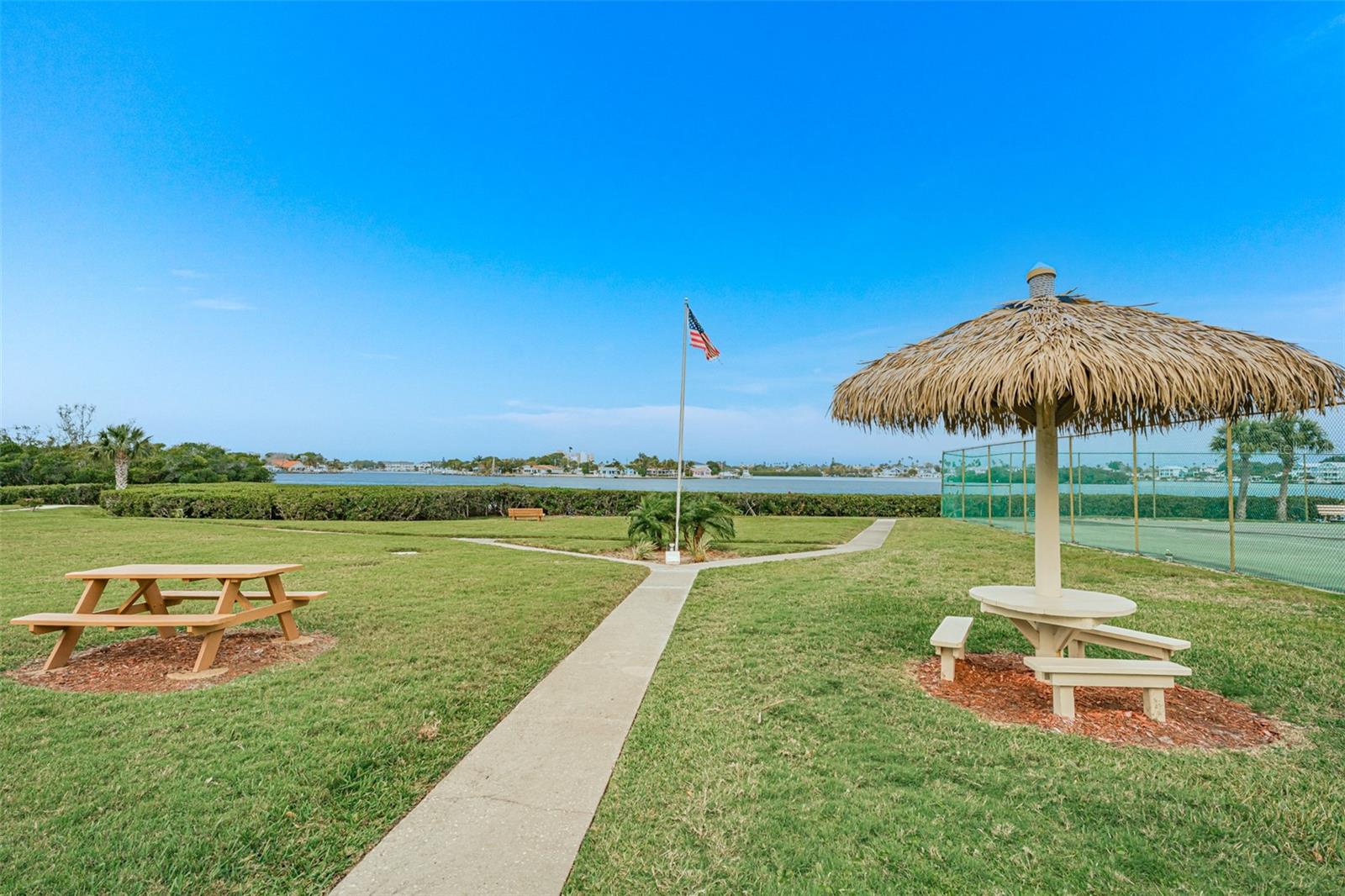 picnic area with waterviews