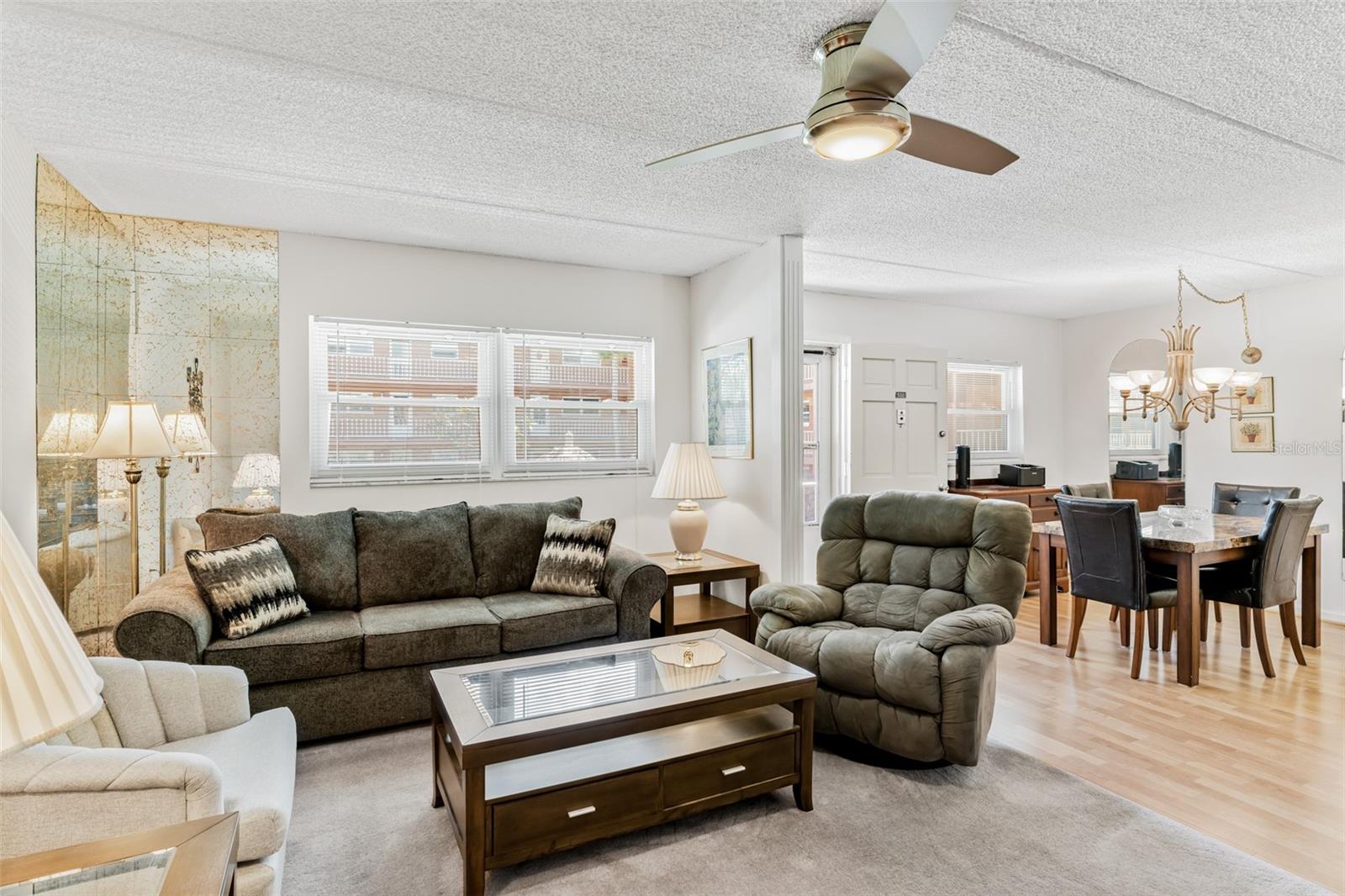 Living room and dining room