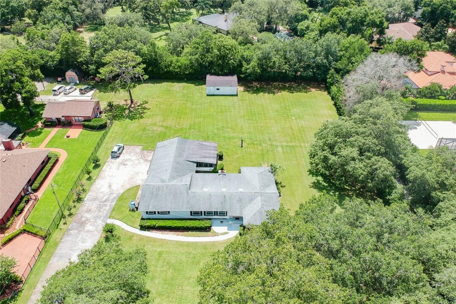 Aerial View of 1.53 Acre Property with Home and Barn