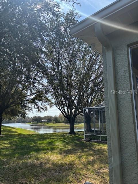 Backyard with pond you.