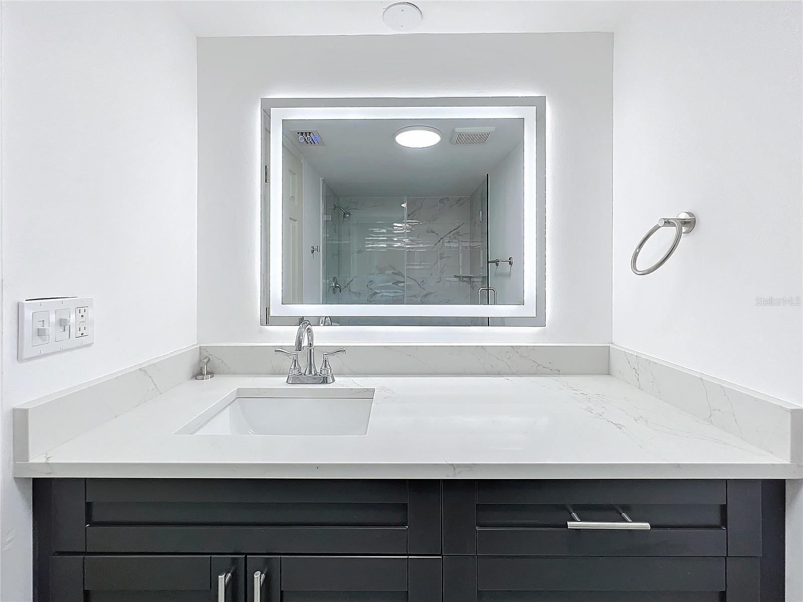 Primary Bathroom, heated LED mirror