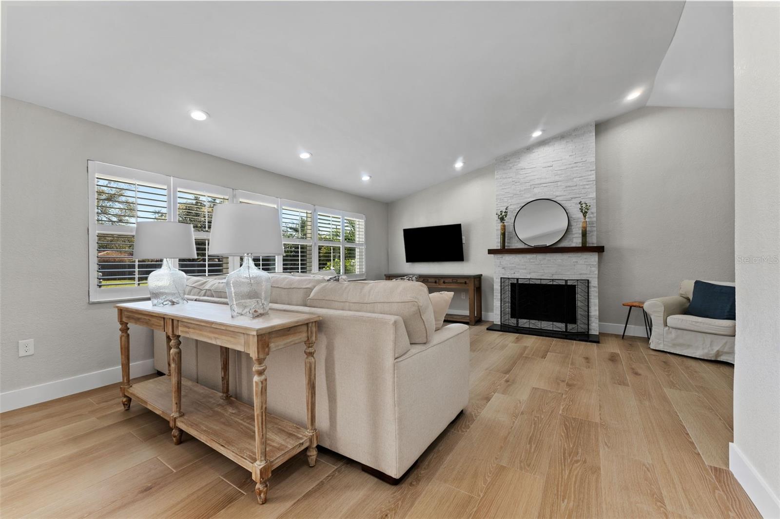 Living room with fireplace