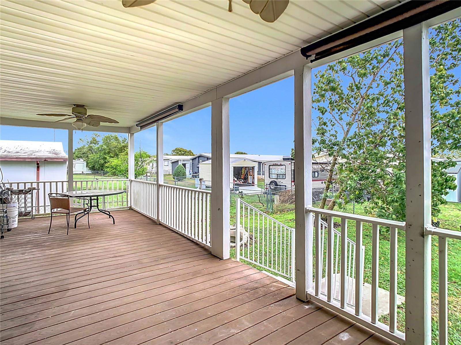 Back porch with composite decking.