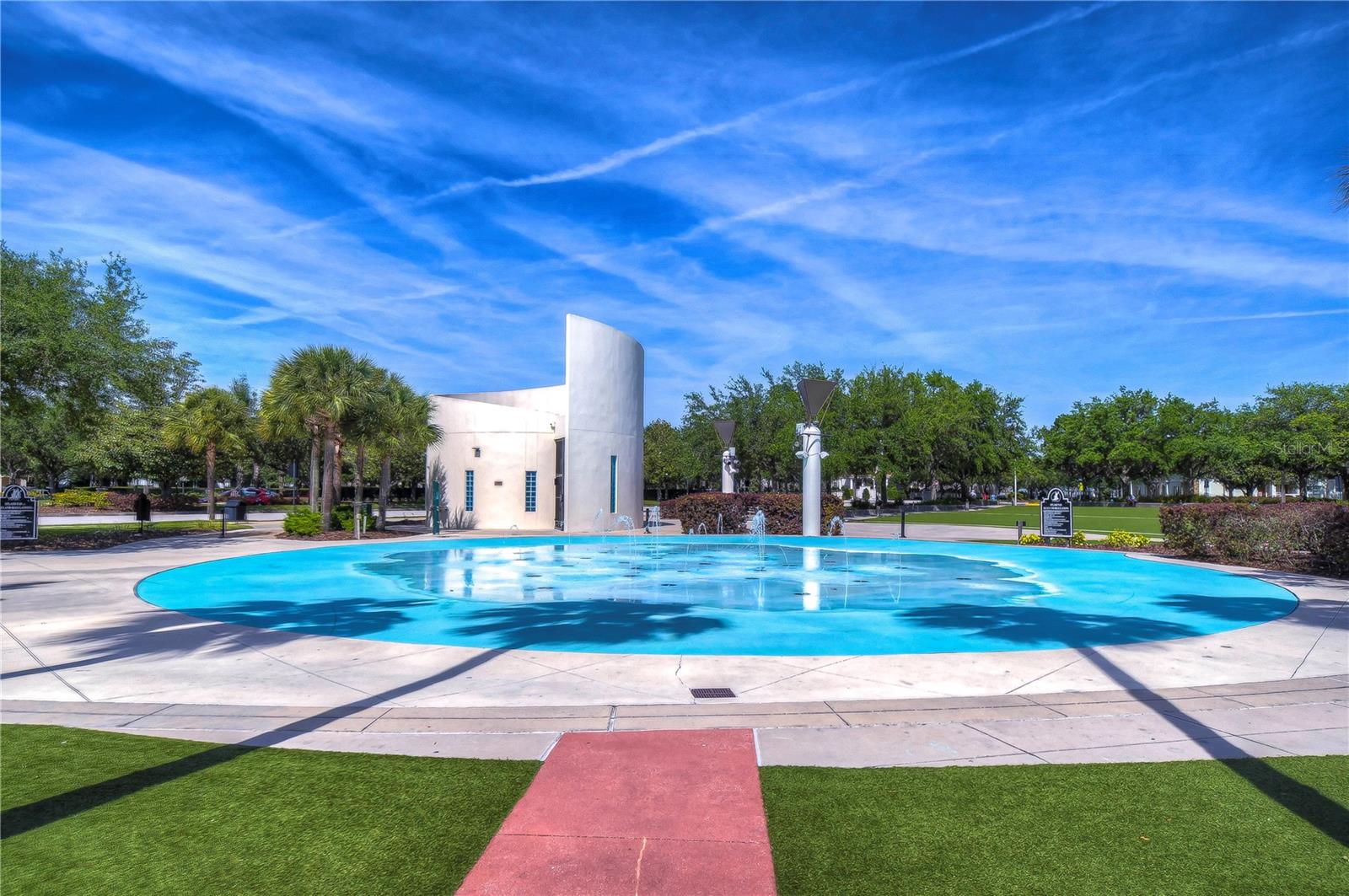 community splash pad, perfect for sunny Florida days