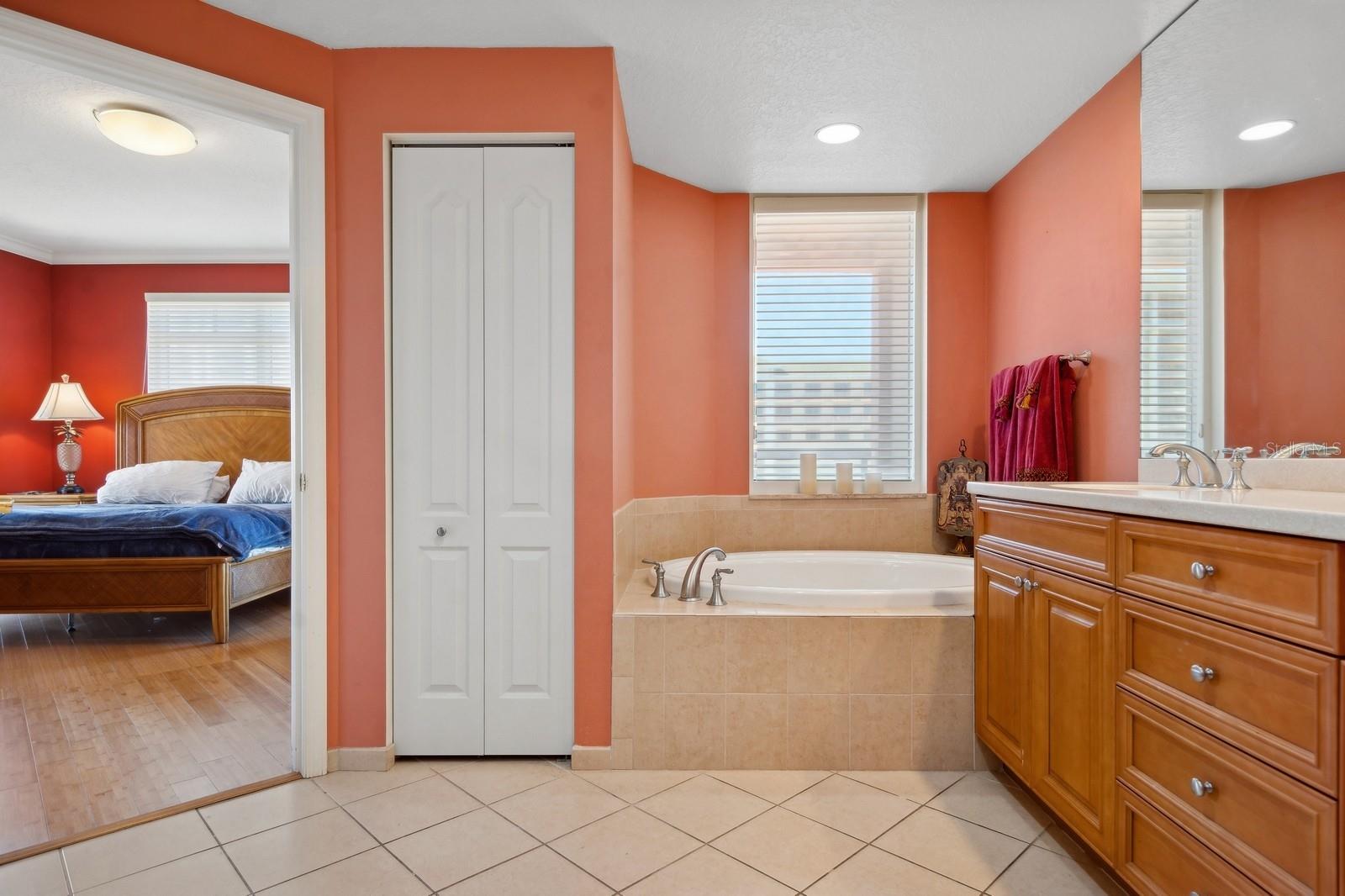 Owner's Bathroom has Dual Sinks, a Soaking Tub