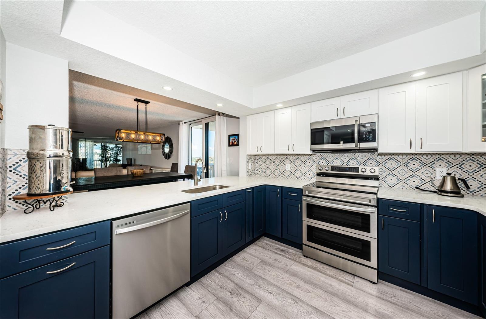 kitchen with pass through to dining area