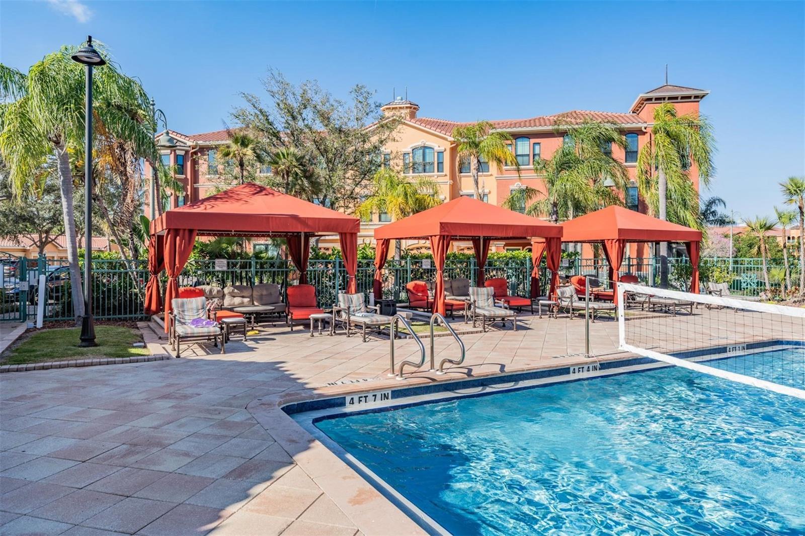 Pool with cabanas