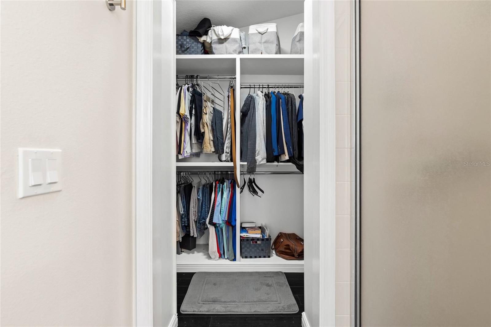 Master closet with built ins.