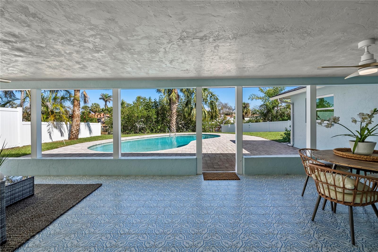 View of the tile in the covered lanai