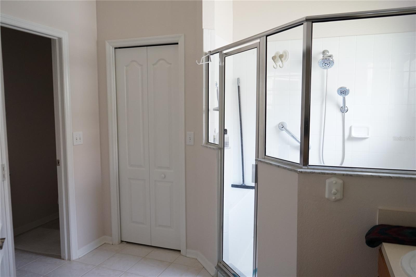 toilet room and linen closet