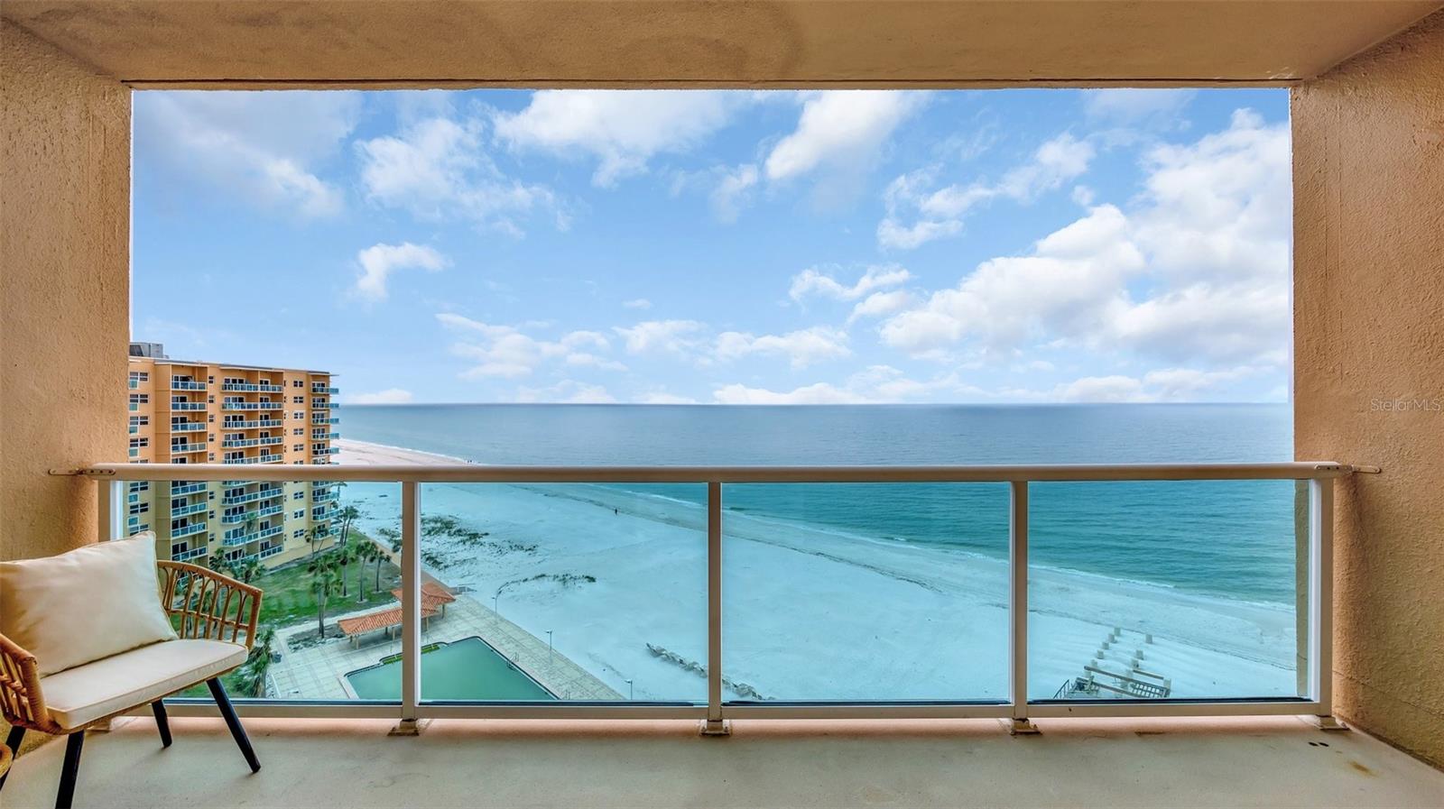 Private Balcony overlooking the Beach and Pool