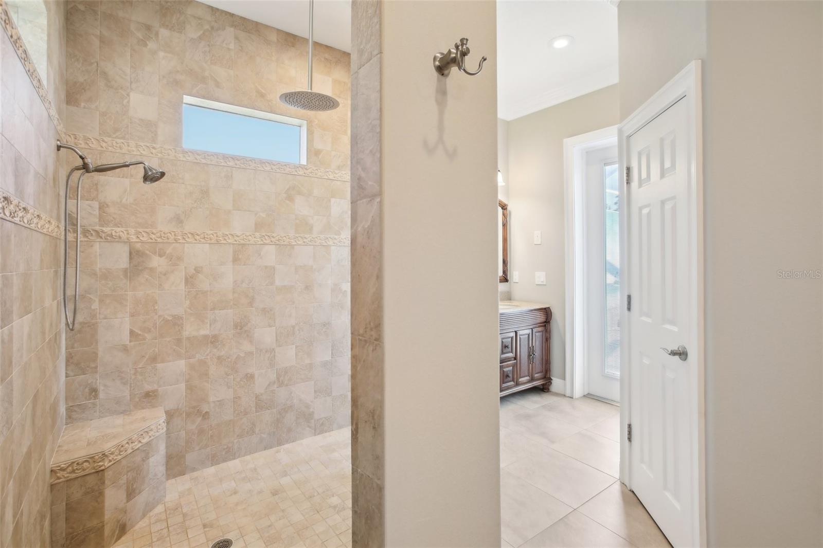 Look at this double entry enormous walk in shower!