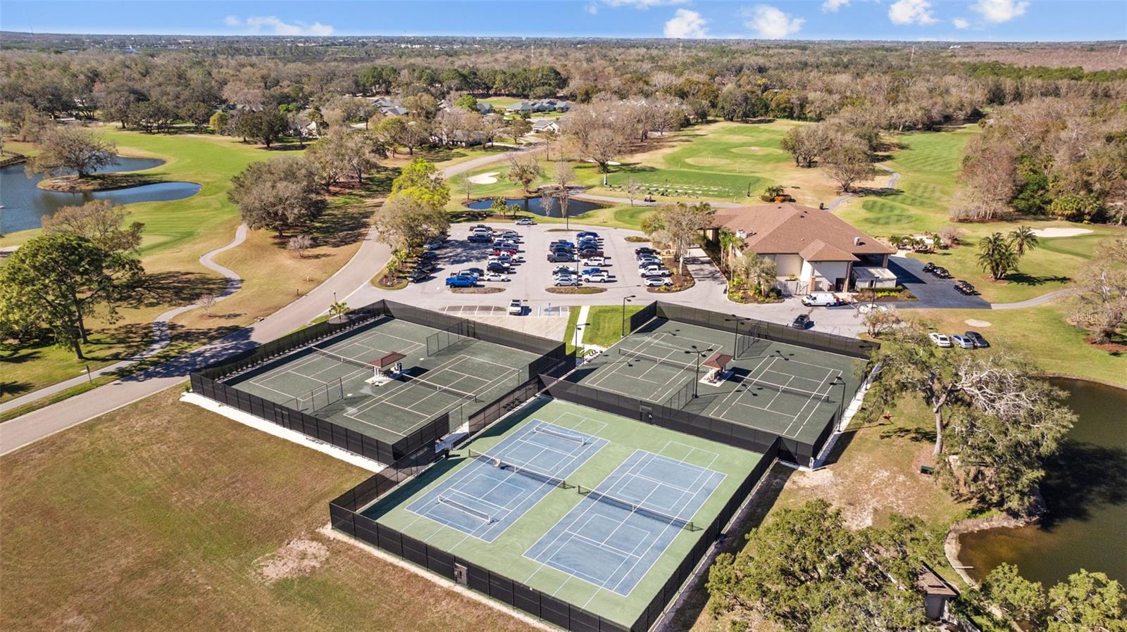 The club offers outdoor sports courts!