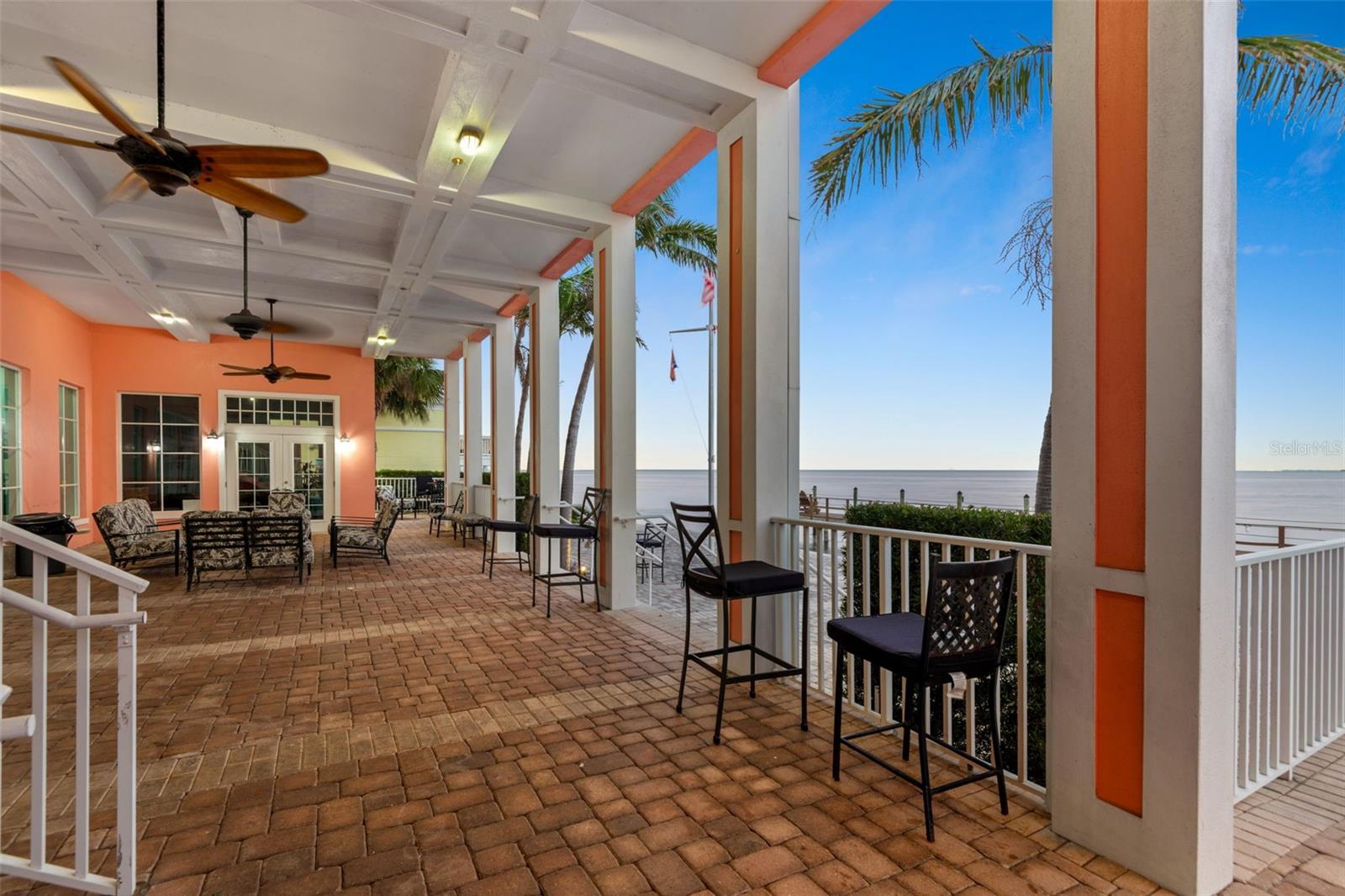 Waterside Yacht Club covered patio where community events are regularly held.