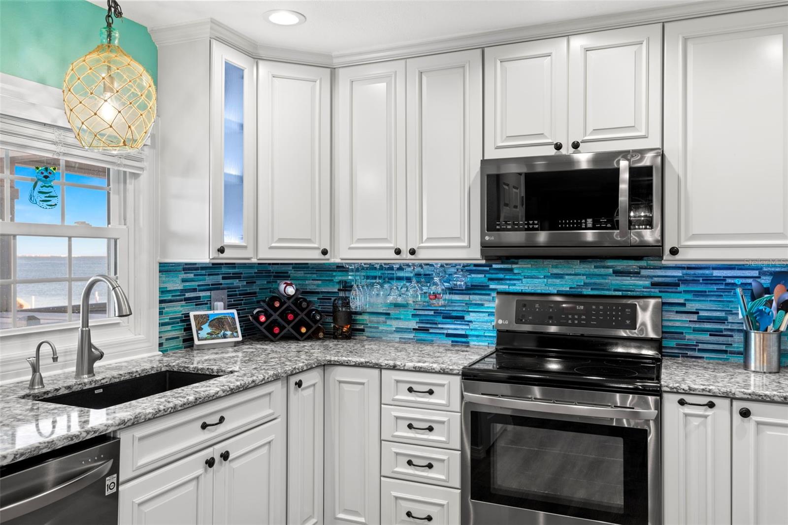 Enjoy the water view from the kitchen as well as from the living and dining areas.