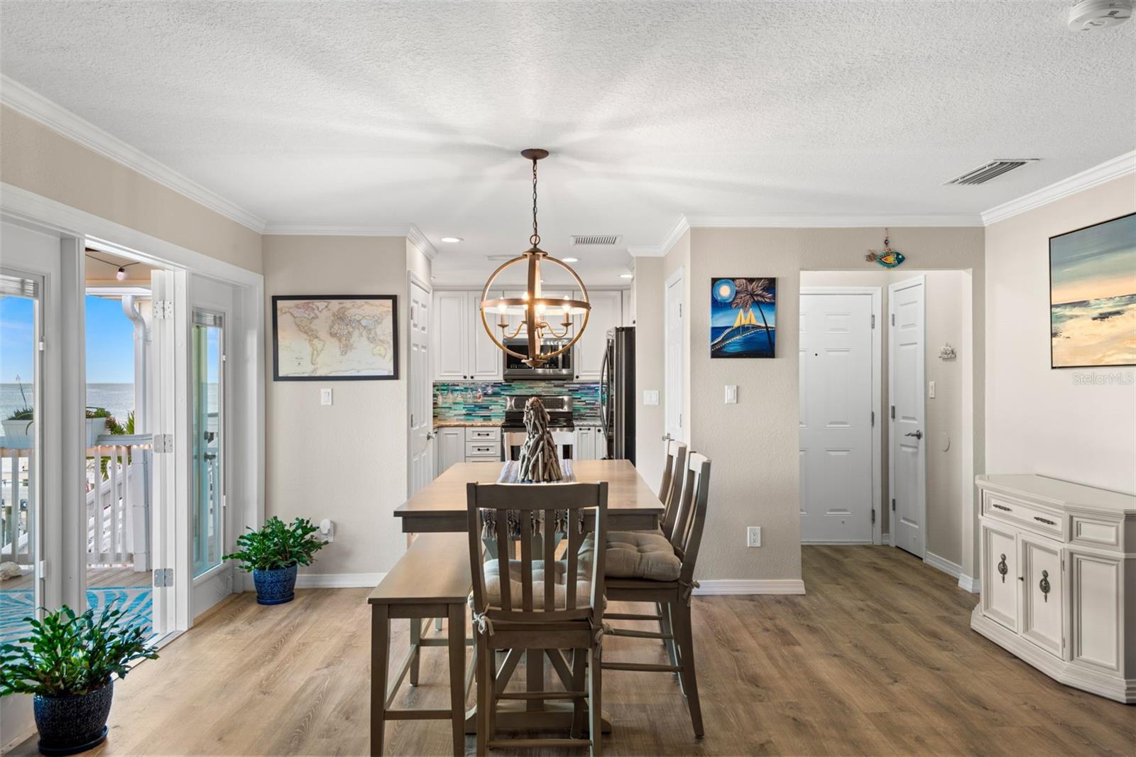 Water views from the living and dining area.