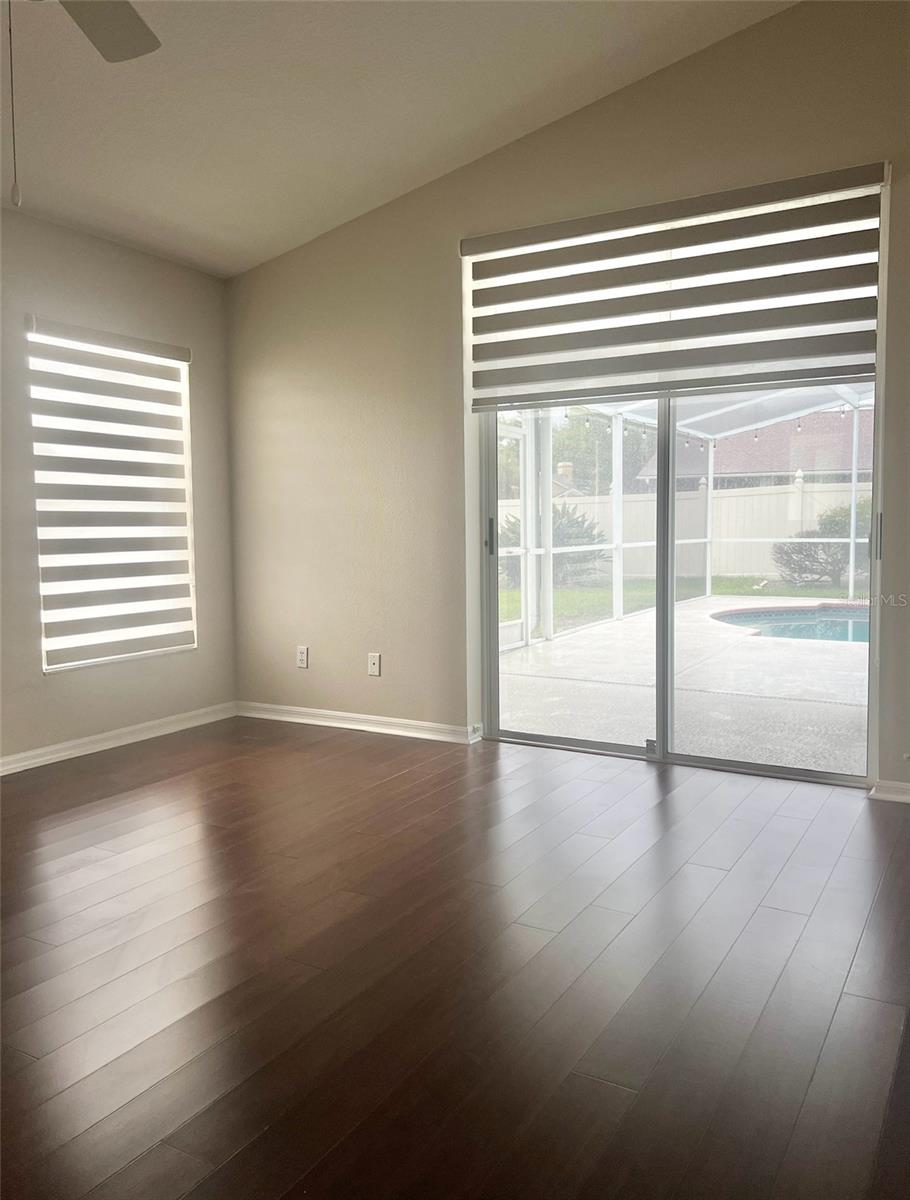 This is an example of the window shades down and halfway down. You can allow various amounts of light in depending on where you stop the shades.