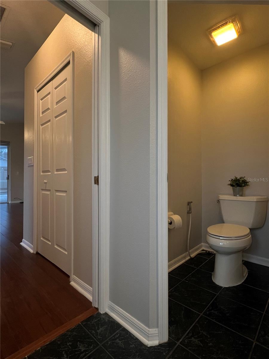 Private water closet with optional bidet which can be removed if buyer wishes.