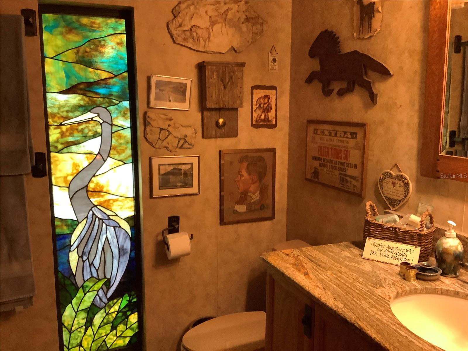 Marble counters and solid wood cabinets - 1st bathroom