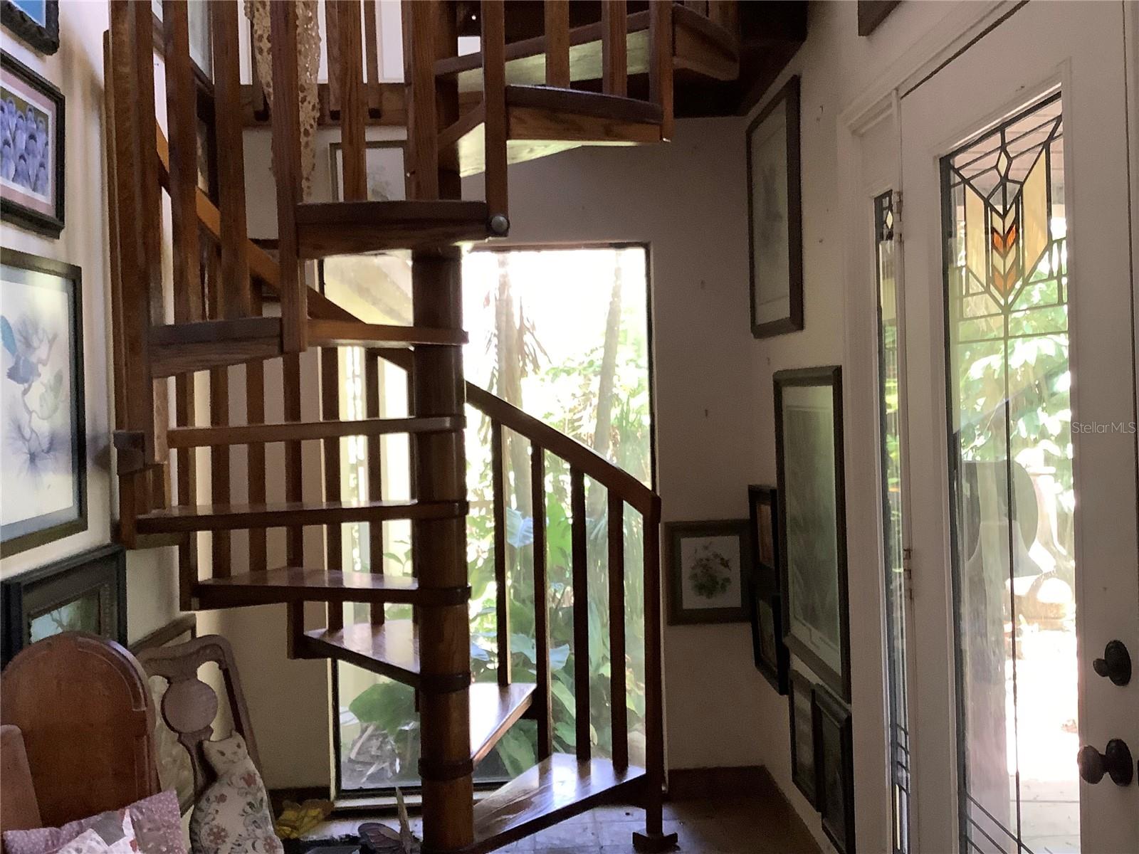 Stairway to loft bedroom and bath