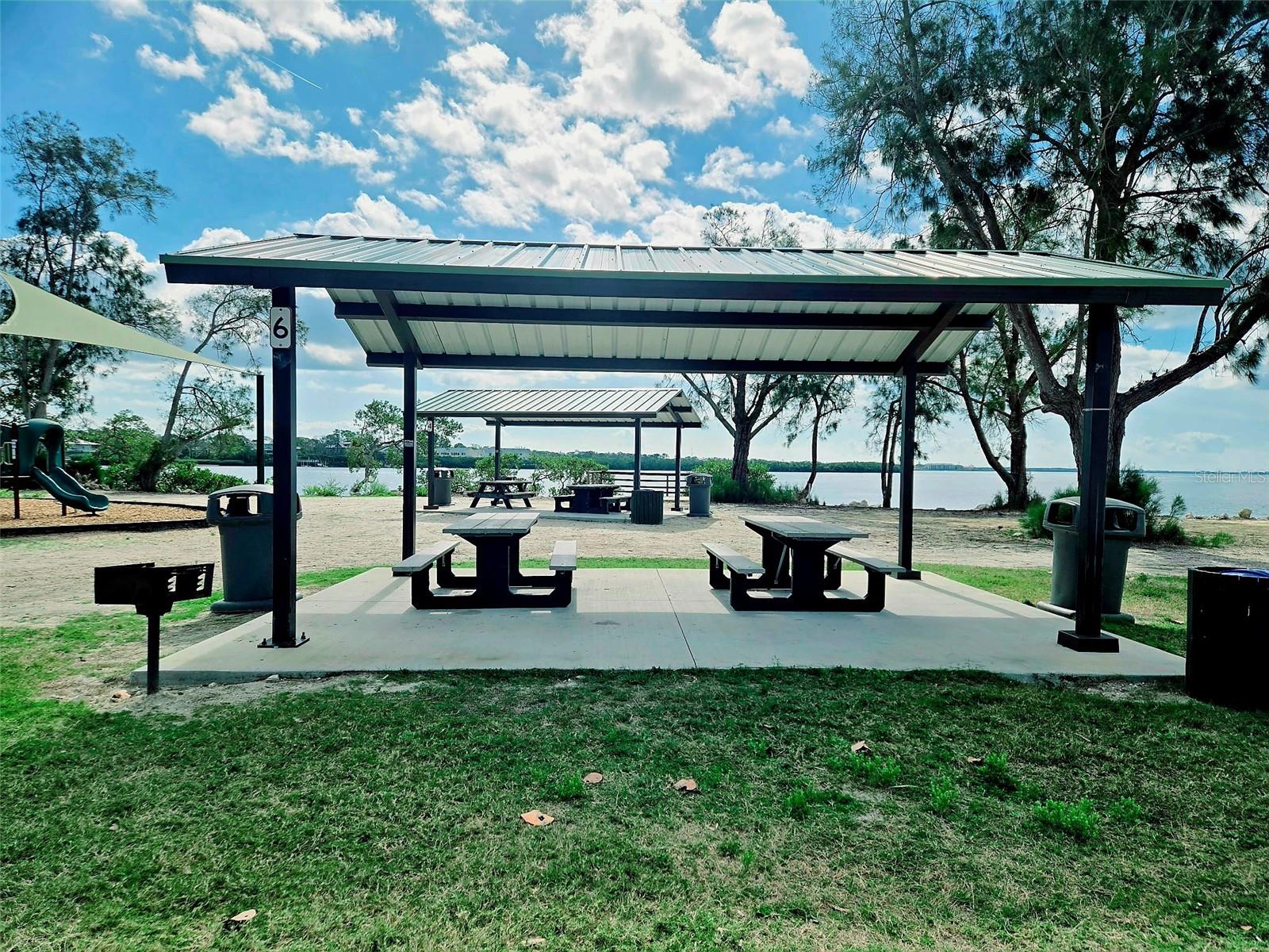 picnic shelters at Sunset Beach