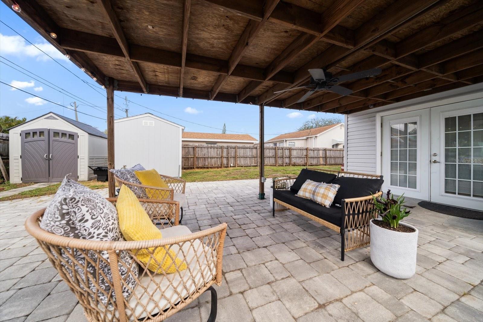 Paved back patio