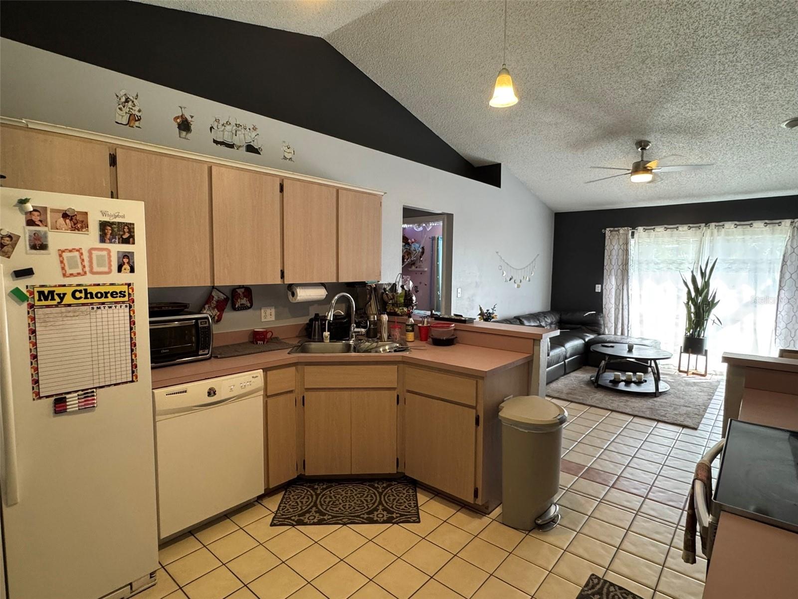 kitchen overlooking family room