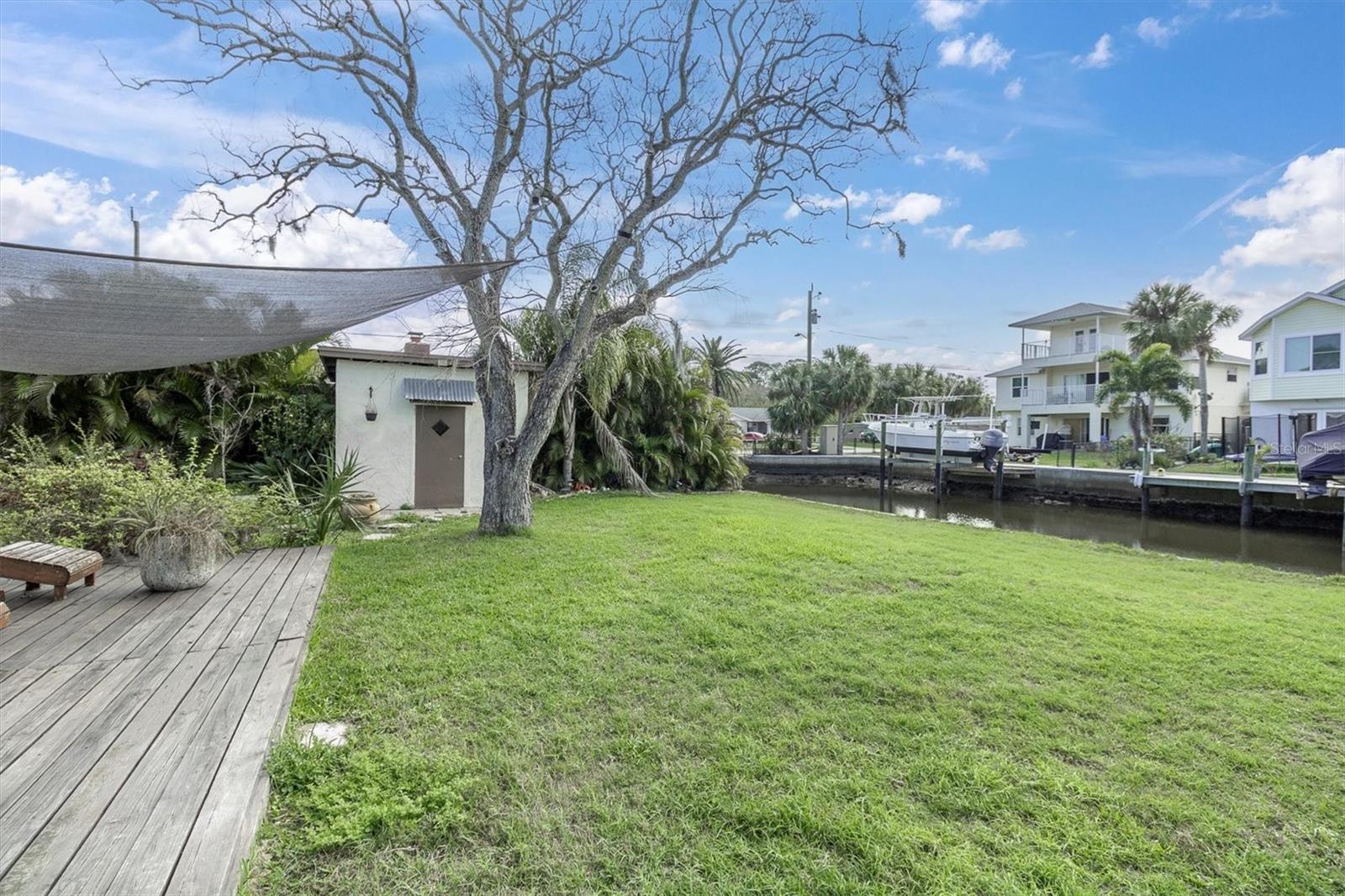 Backyard with patio and Canal view