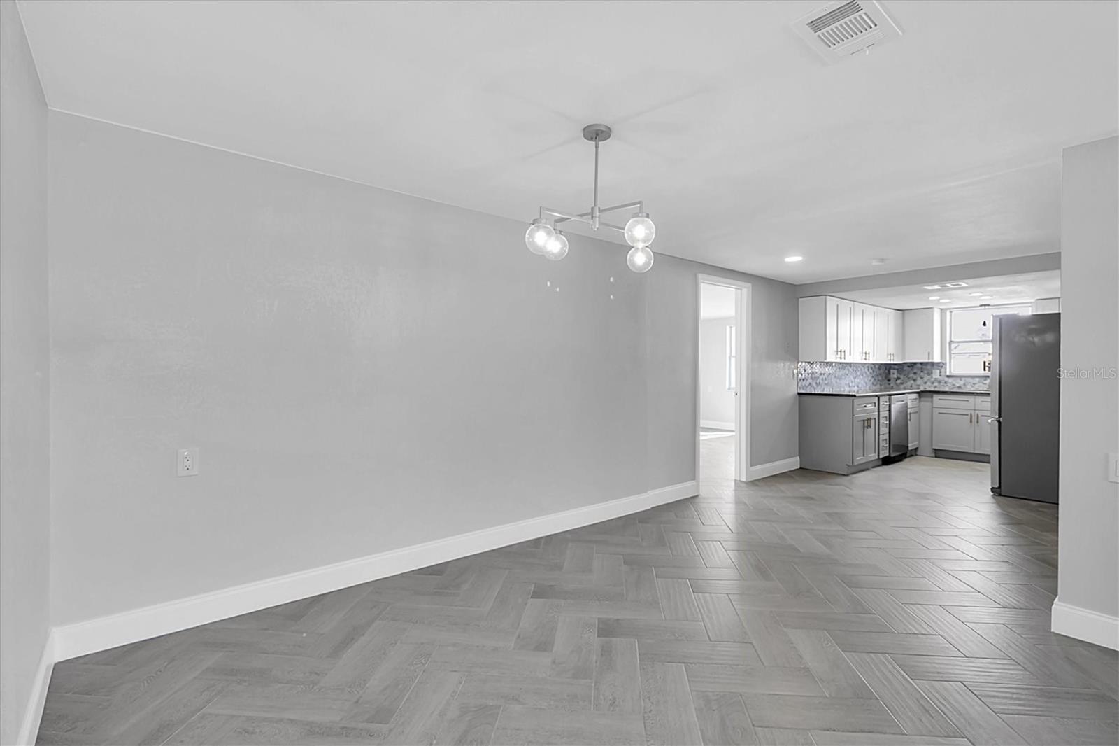 Dining room and kitchen