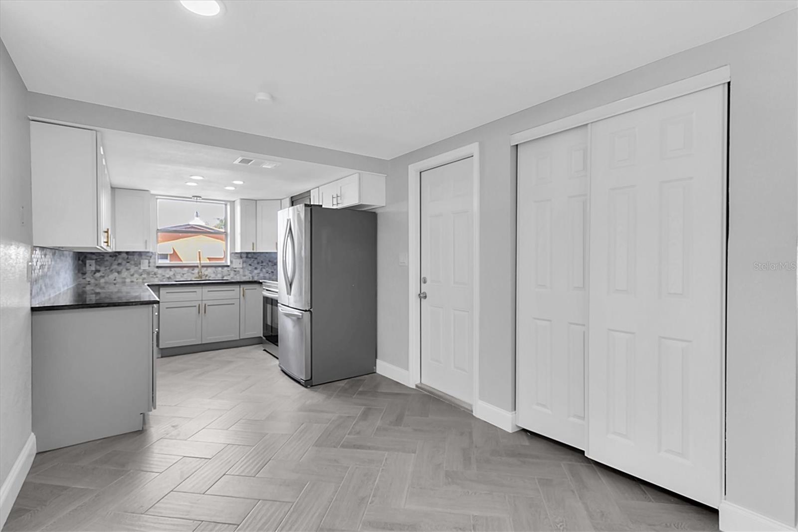 View of the kitchen from dining area